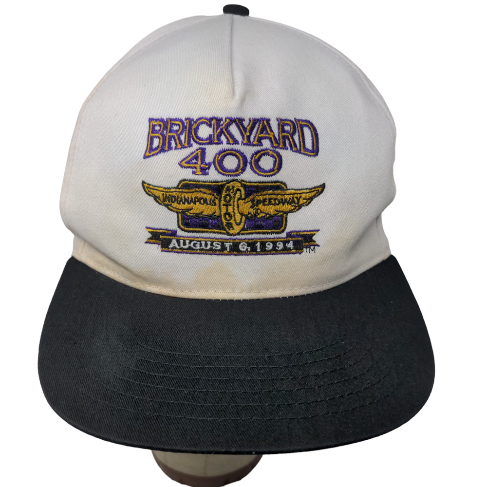 SS Sport Service Men's Snapback Hat White Black OSFA Brickyard 400 Vintage 1994
